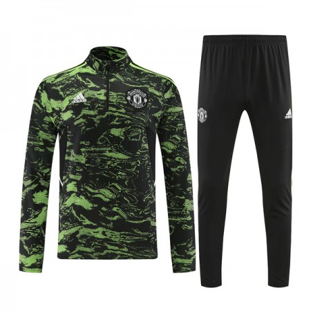 Manchester United Quarter Zip Zwart Groene Trainings Sweatshirt 2022-23